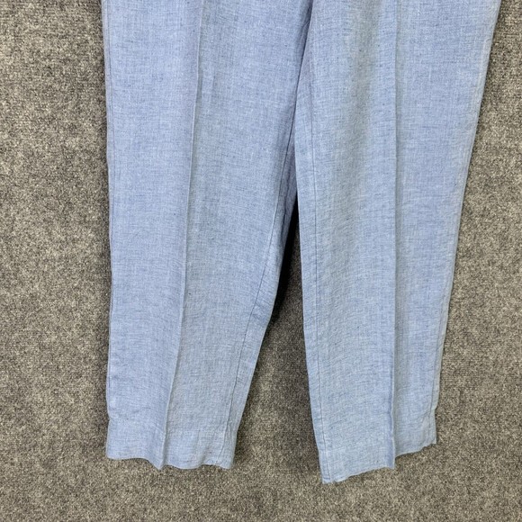 Chicos 2 T Linen Pull On Pants Blue Straight Leg Pockets Washable - Picture 3 of 10